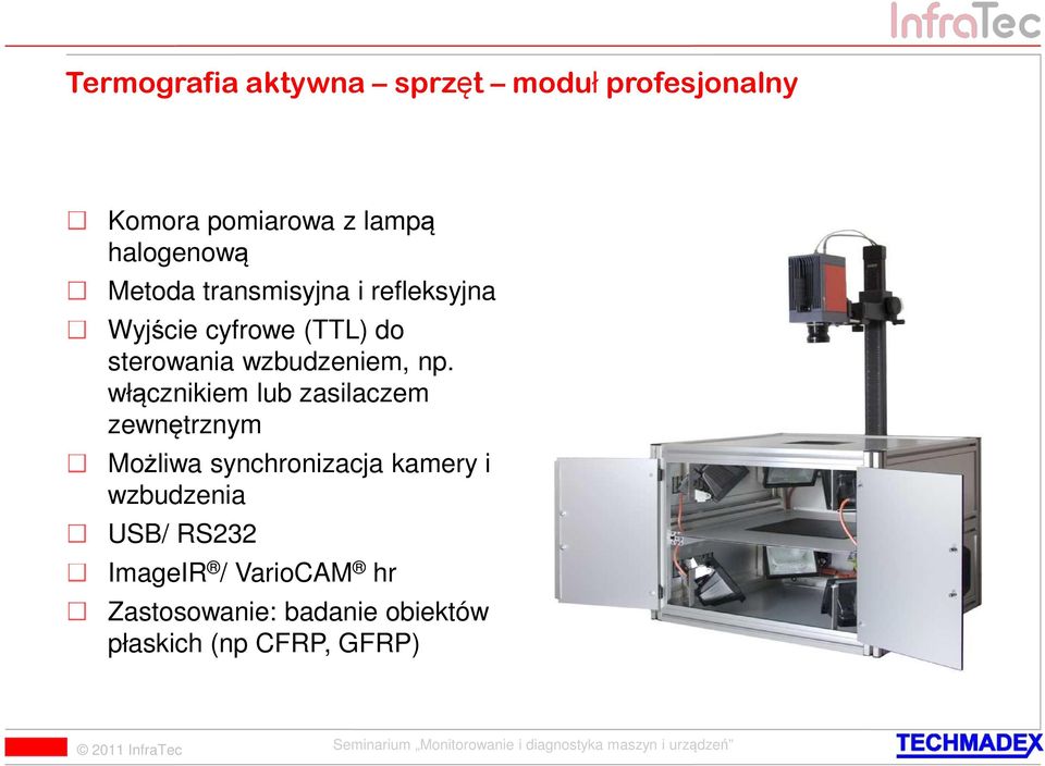 np. włącznikiem lub zasilaczem zewnętrznym Możliwa synchronizacja kamery i