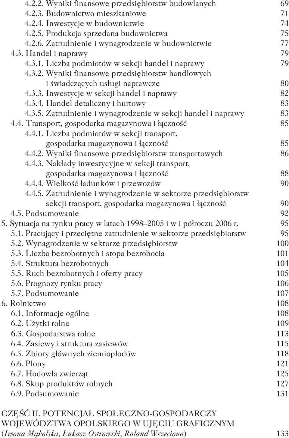 3.4. Handel detaliczny i hurtowy 83 4.3.5. Zatrudnienie i wynagrodzenie w sekcji handel i naprawy 83 4.4. Transport, gospodarka magazynowa i ³¹cznoœæ 85 4.4.1.