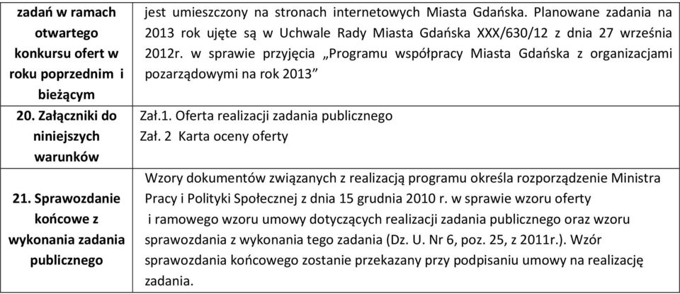 Planowane zadania na 2013 rok ujęte są w Uchwale Rady Miasta Gdańska XXX/630/12 z dnia 27 września 2012r.