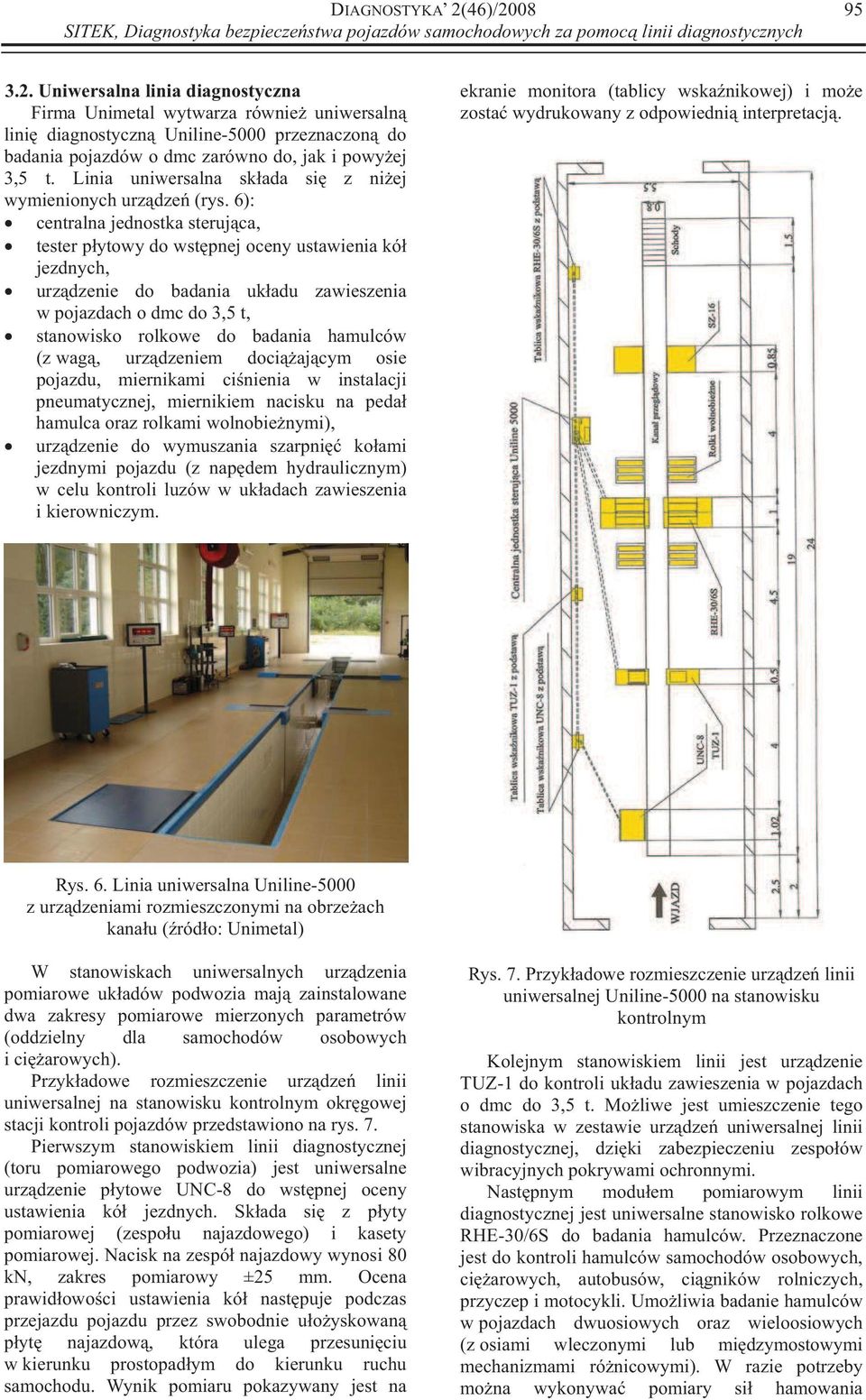 6): centralna jednostka steruj ca, tester p ytowy do wst pnej oceny ustawienia kó jezdnych, urz dzenie do badania uk adu zawieszenia w pojazdach o dmc do 3,5 t, stanowisko rolkowe do badania hamulców