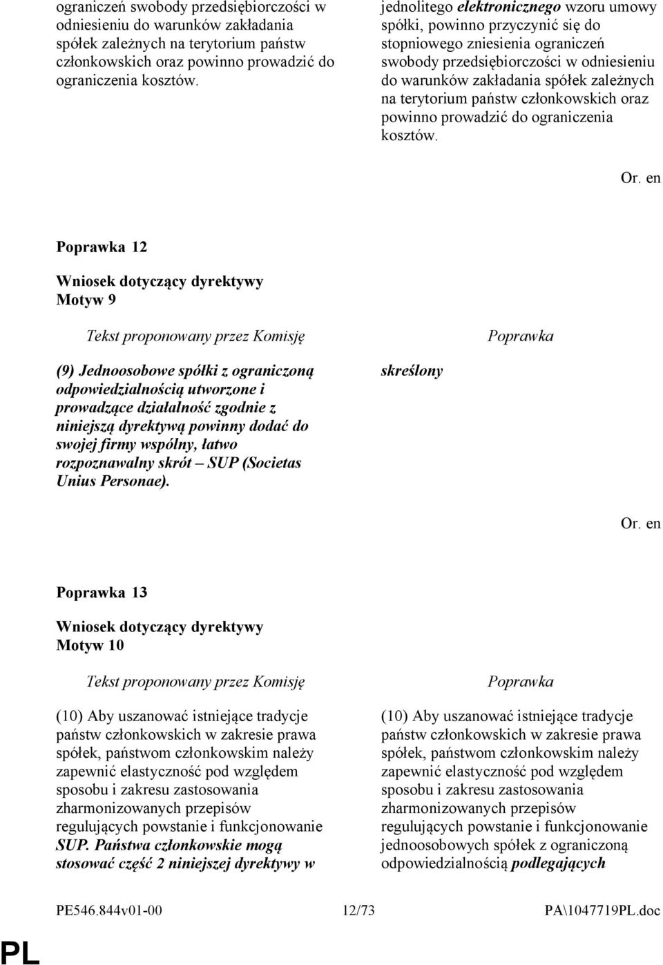 działalność zgodnie z niniejszą dyrektywą powinny dodać do swojej firmy wspólny, łatwo rozpoznawalny skrót SUP (Societas Unius Personae).