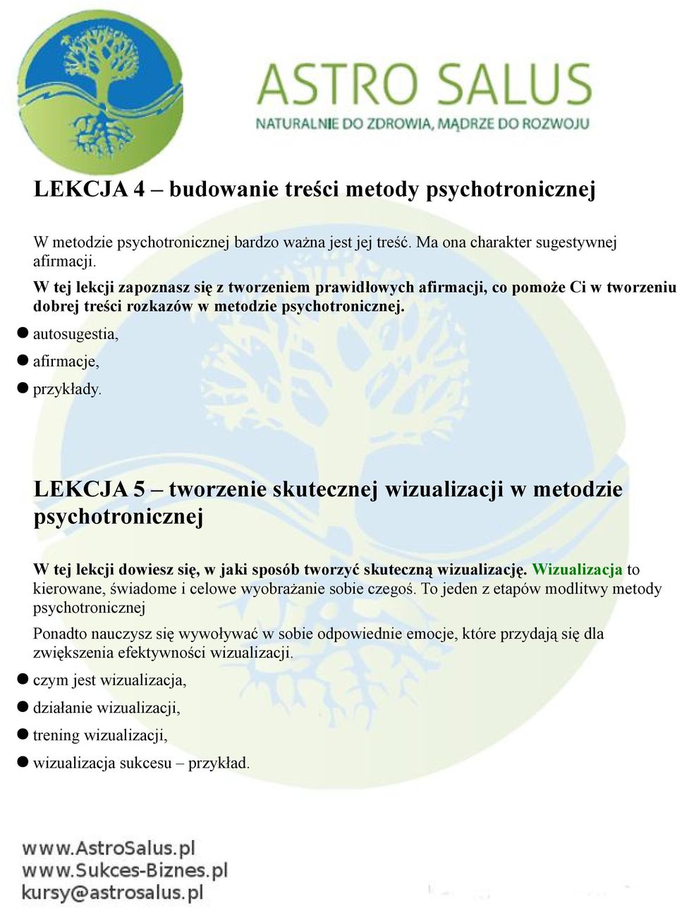 LEKCJA 5 tworzenie skutecznej wizualizacji w metodzie W tej lekcji dowiesz się, w jaki sposób tworzyć skuteczną wizualizację.