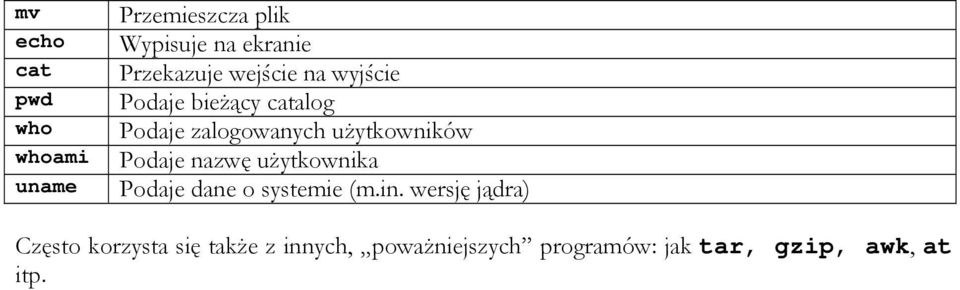 użytkowników Podaje nazwę użytkownika Podaje dane o systemie (m.in.