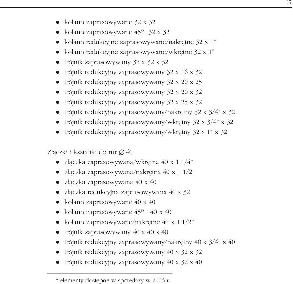 l trójnik redukcyjny zaprasowywany/nakrętny 32 x 3/4 x 32 l trójnik redukcyjny zaprasowywany/wkrętny 32 x 3/4 x 32 l trójnik redukcyjny zaprasowywany/wkrętny 32 x 1 x 32 Złączki i kształtki do rur 40