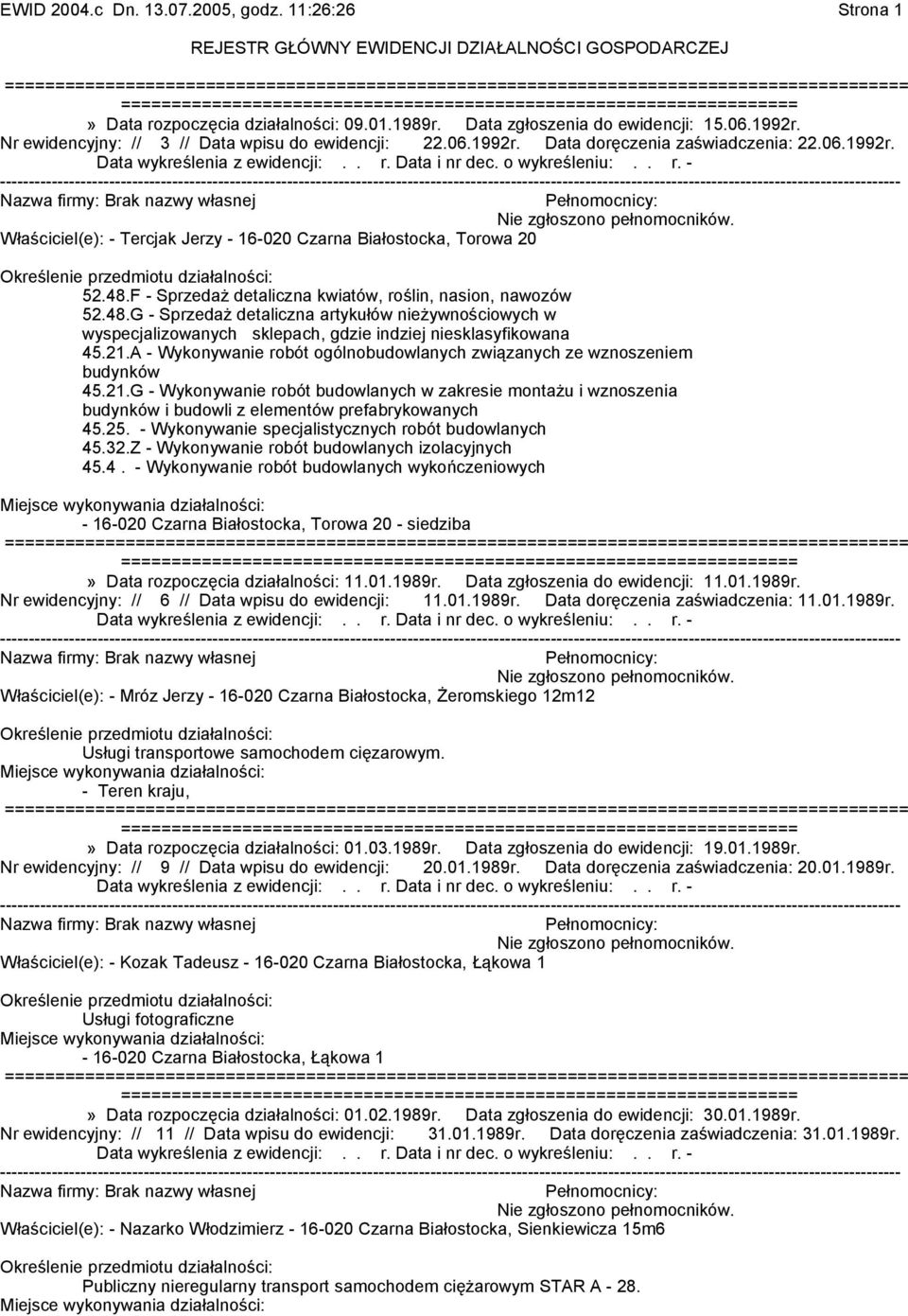 48.F - Sprzedaż detaliczna kwiatów, roślin, nasion, nawozów 52.48.G - Sprzedaż detaliczna artykułów nieżywnościowych w wyspecjalizowanych sklepach, gdzie indziej niesklasyfikowana 45.21.