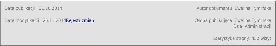 2014Rejestr zmian Autor dokumentu: Ewelina