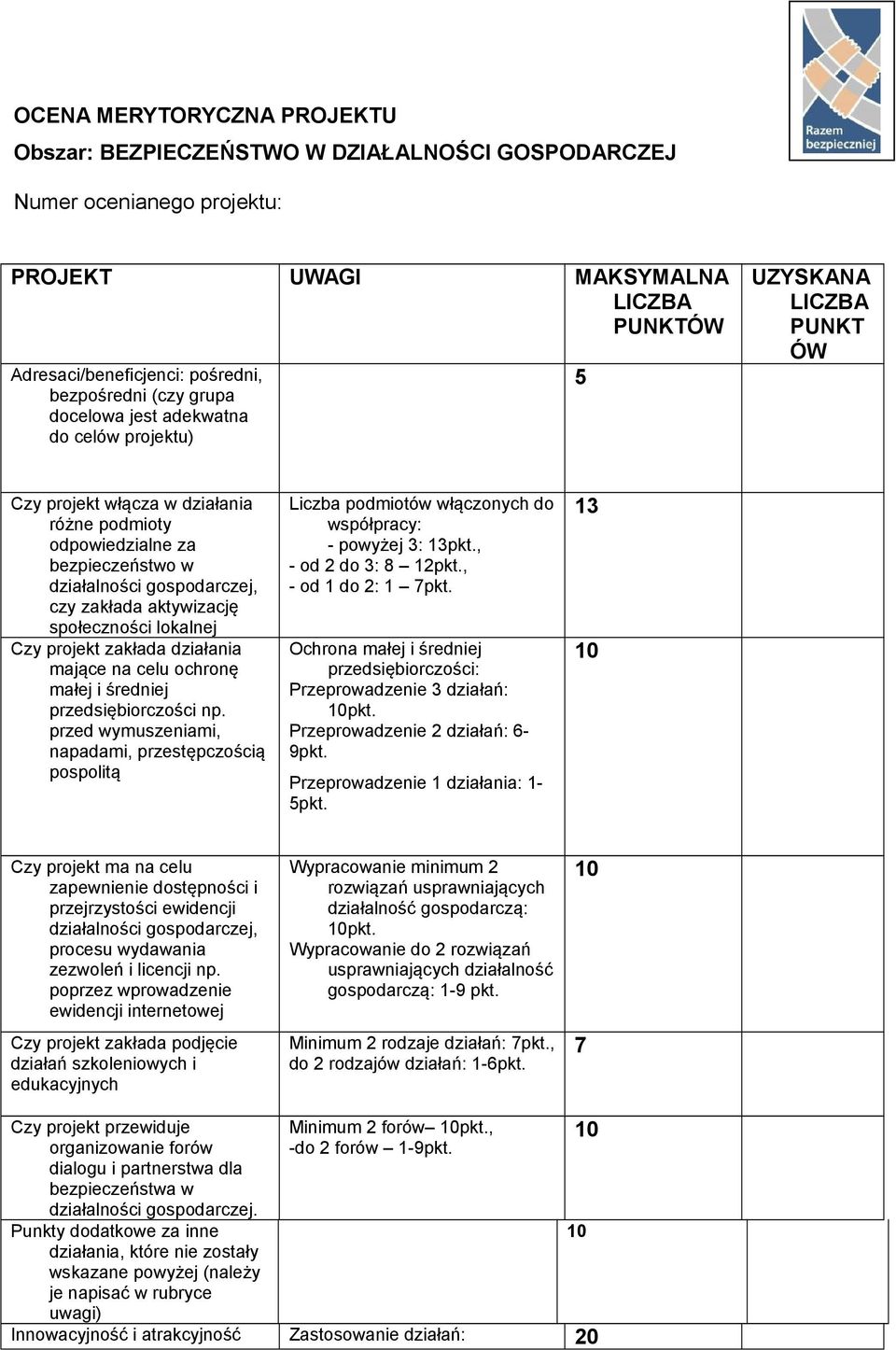 społeczności lokalnej Czy projekt zakłada działania mające na celu ochronę małej i średniej przedsiębiorczości np.