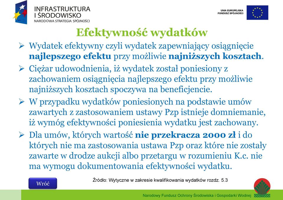 W przypadku wydatków poniesionych na podstawie umów zawartych z zastosowaniem ustawy Pzp istnieje domniemanie, iż wymóg efektywności poniesienia wydatku jest zachowany.