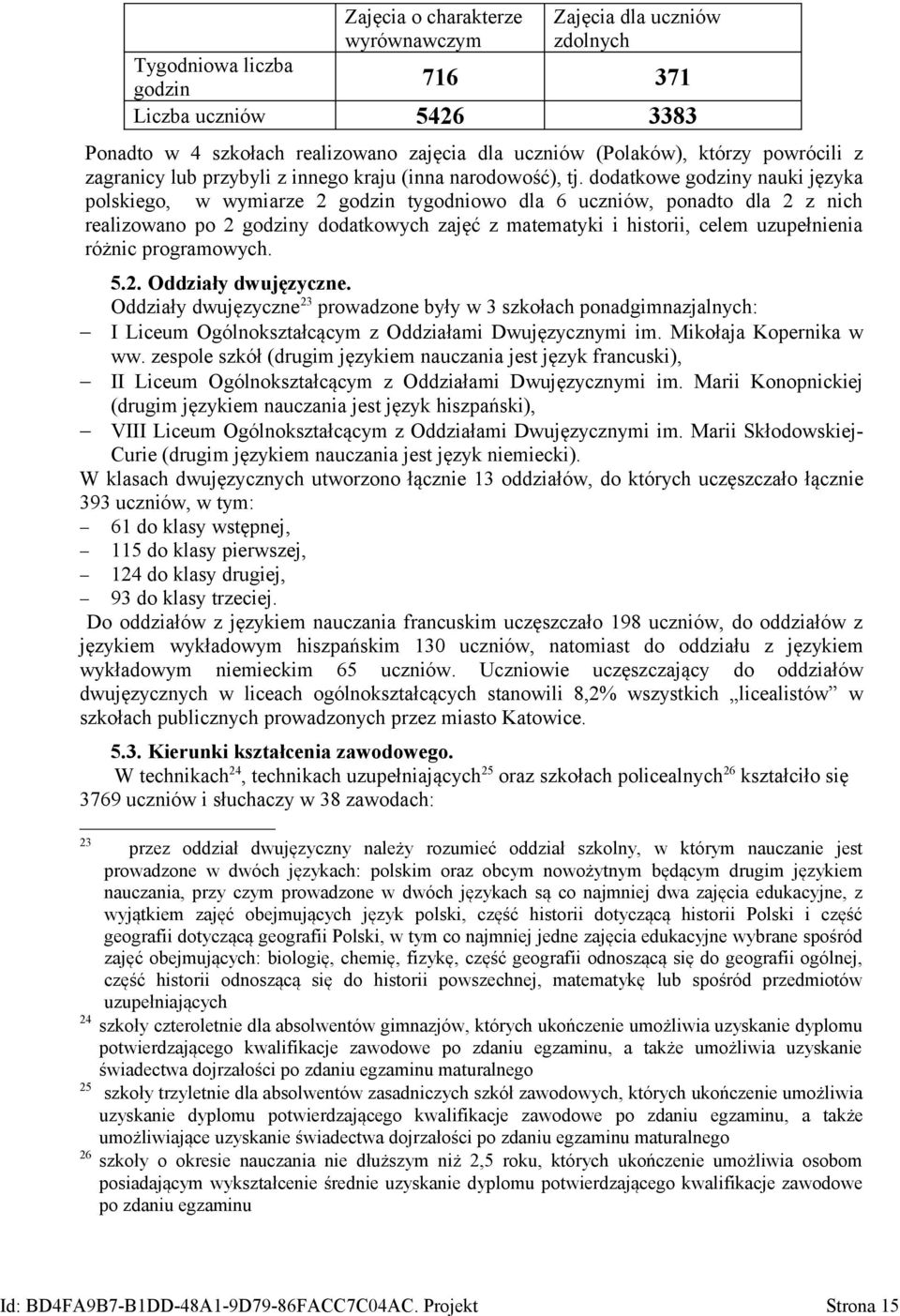 dodatkowe godziny nauki języka polskiego, w wymiarze 2 godzin tygodniowo dla 6 uczniów, ponadto dla 2 z nich realizowano po 2 godziny dodatkowych zajęć z matematyki i historii, celem uzupełnienia