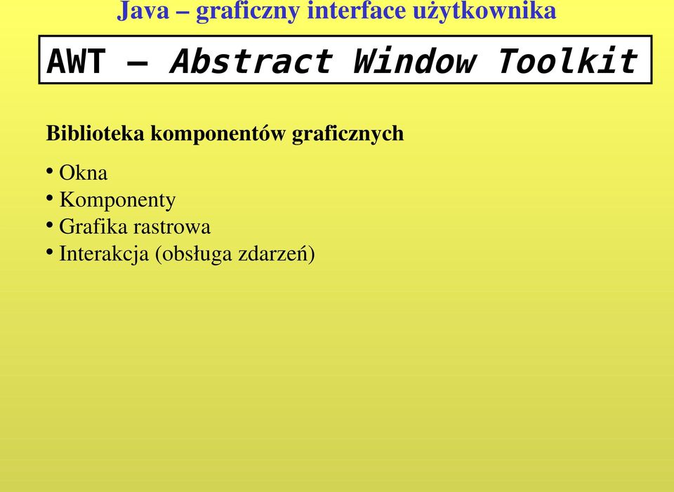 komponentów graficznych Okna Komponenty