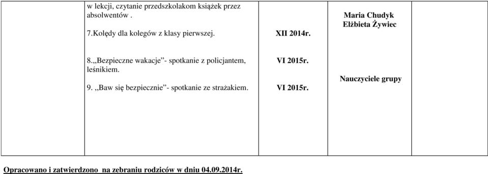 ,,Bezpieczne wakacje - spotkanie z policjantem, leśnikiem. 9.