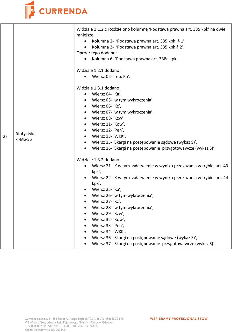 8a kpk. W dziale 1.2.1 dodano: Wiersz 02- rep. Ka. W dziale 1.3.