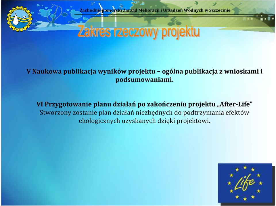 VI Przygotowanie planu działań po zakończeniu projektu After-Life