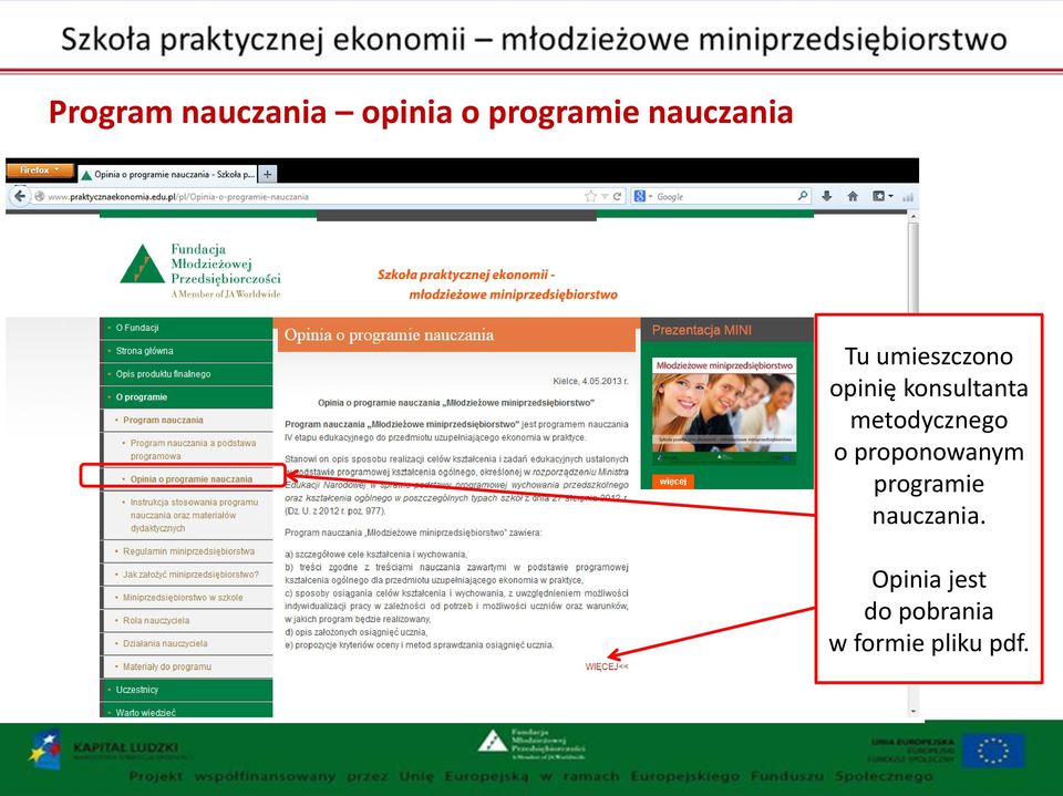 metodycznego o proponowanym programie