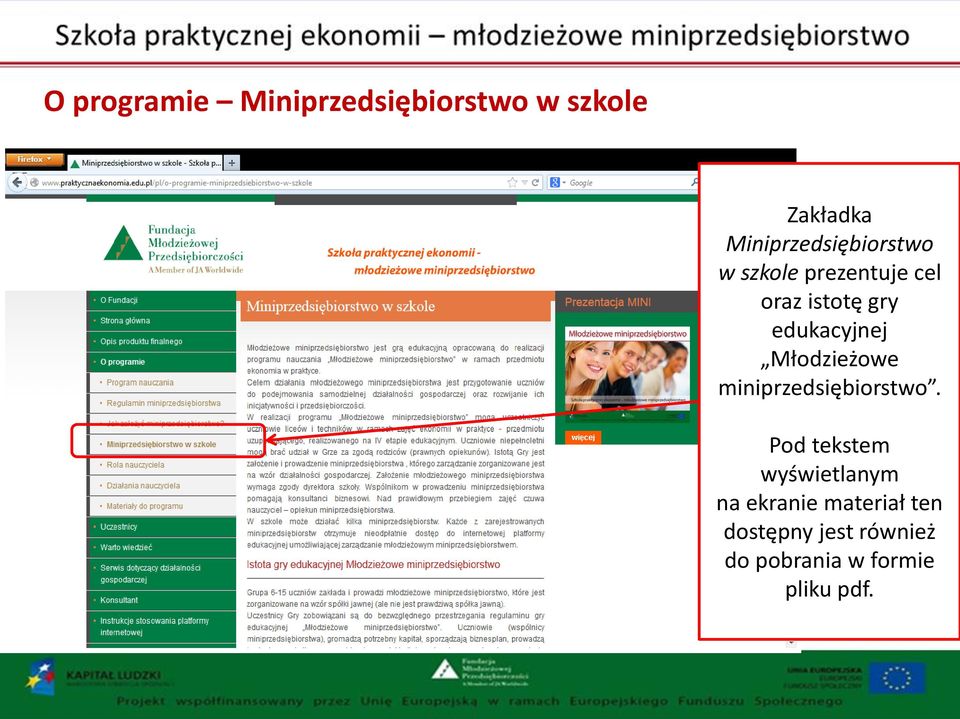 edukacyjnej Młodzieżowe miniprzedsiębiorstwo.