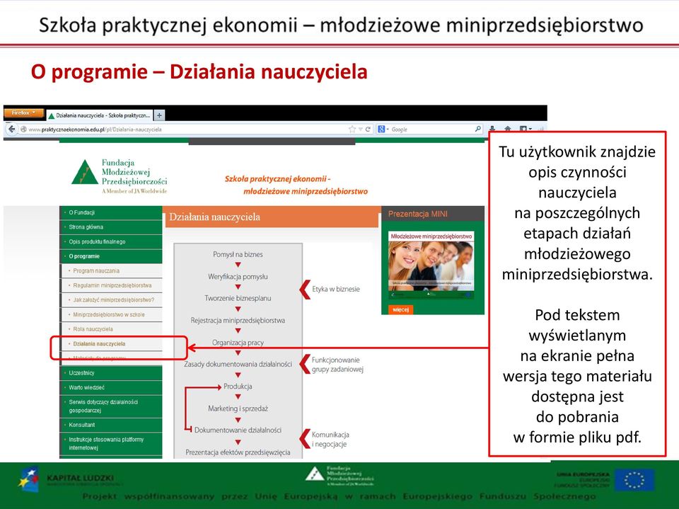 młodzieżowego miniprzedsiębiorstwa.