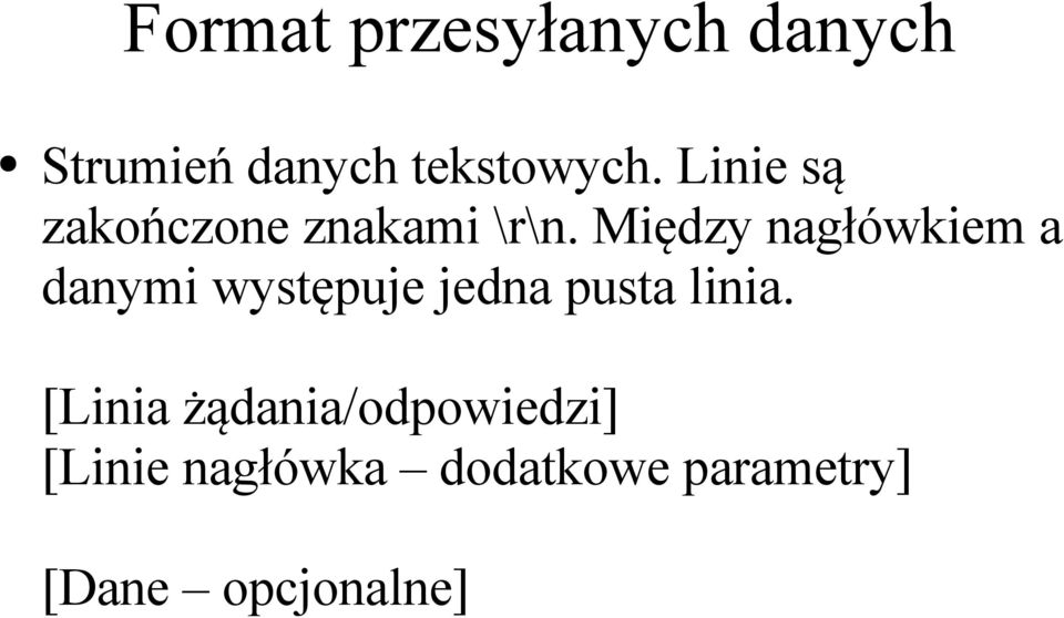 Między nagłówkiem a danymi występuje jedna pusta linia.