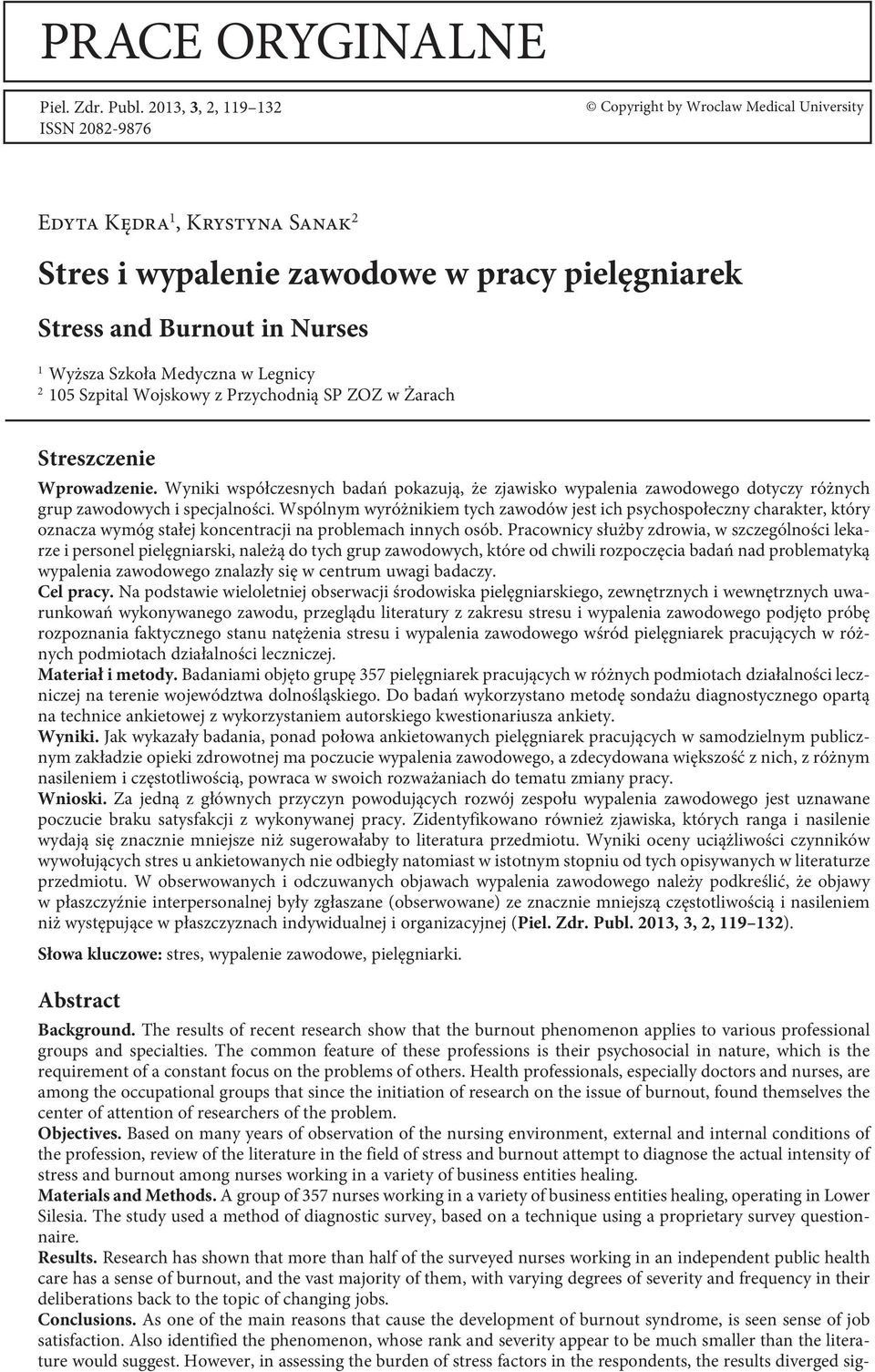 Medyczna w Legnicy 2 105 Szpital Wojskowy z Przychodnią SP ZOZ w Żarach Streszczenie Wprowadzenie.