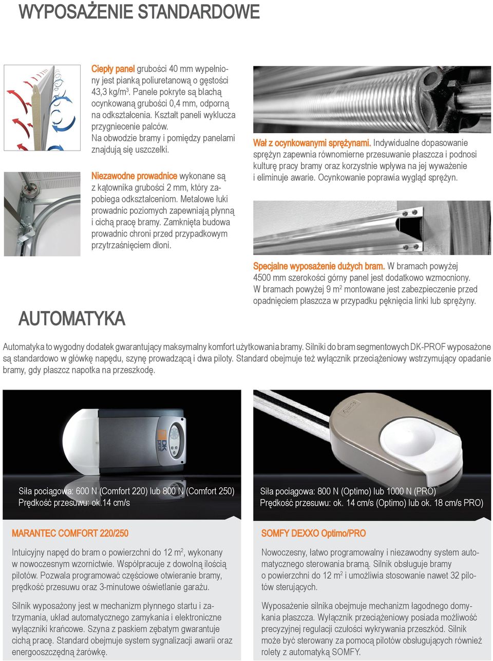 Niezawodne prowadnice wykonane są z kątownika grubości 2 mm, który zapobiega odkształceniom. Metalowe łuki prowadnic poziomych zapewniają płynną i cichą pracę bramy.