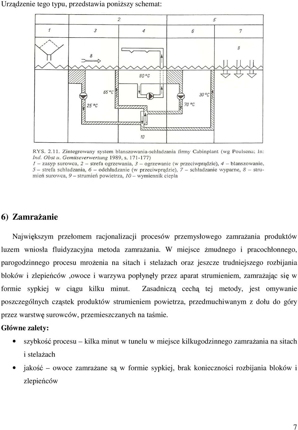 strumieniem, zamraŝając się w formie sypkiej w ciągu kilku minut.