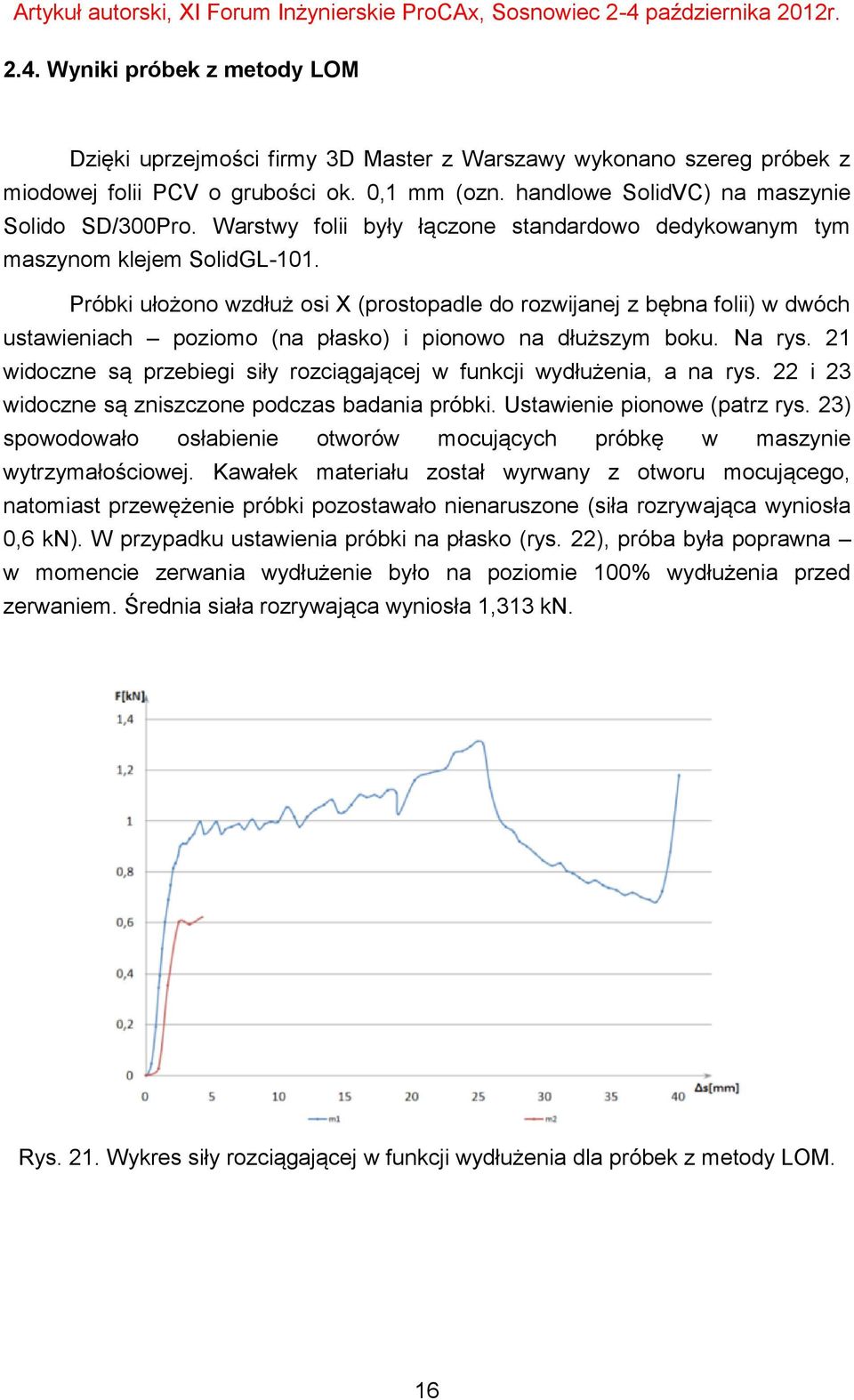 Próbki ułożono wzdłuż osi X (prostopadle do rozwijanej z bębna folii) w dwóch ustawieniach poziomo (na płasko) i pionowo na dłuższym boku. Na rys.