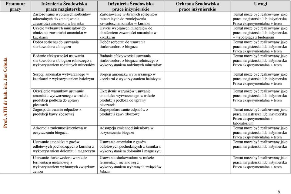 usuwania siarkowodoru z biogazu Badanie efektywności usuwania siarkowodoru z biogazu rolniczego z wykorzystaniem rodzimych minerałów Zastosowanie wybranych sorbentów mineralnych do zmniejszenia