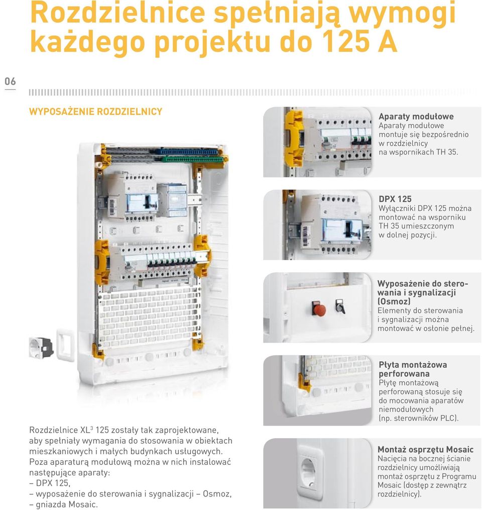 Wyposażenie do sterowania i sygnalizacji (Osmoz) elementy do sterowania i sygnalizacji można montować w osłonie pełnej.