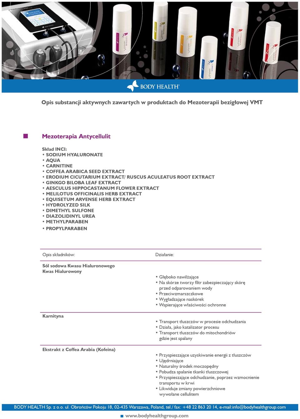 Arabia (Kofeina) Transport tłuszczów w procesie odchudzania Działa, jako katalizator procesu Transport tłuszczów do mitochondriów gdzie jest spalany Przyspieszające uzyskiwanie energii z