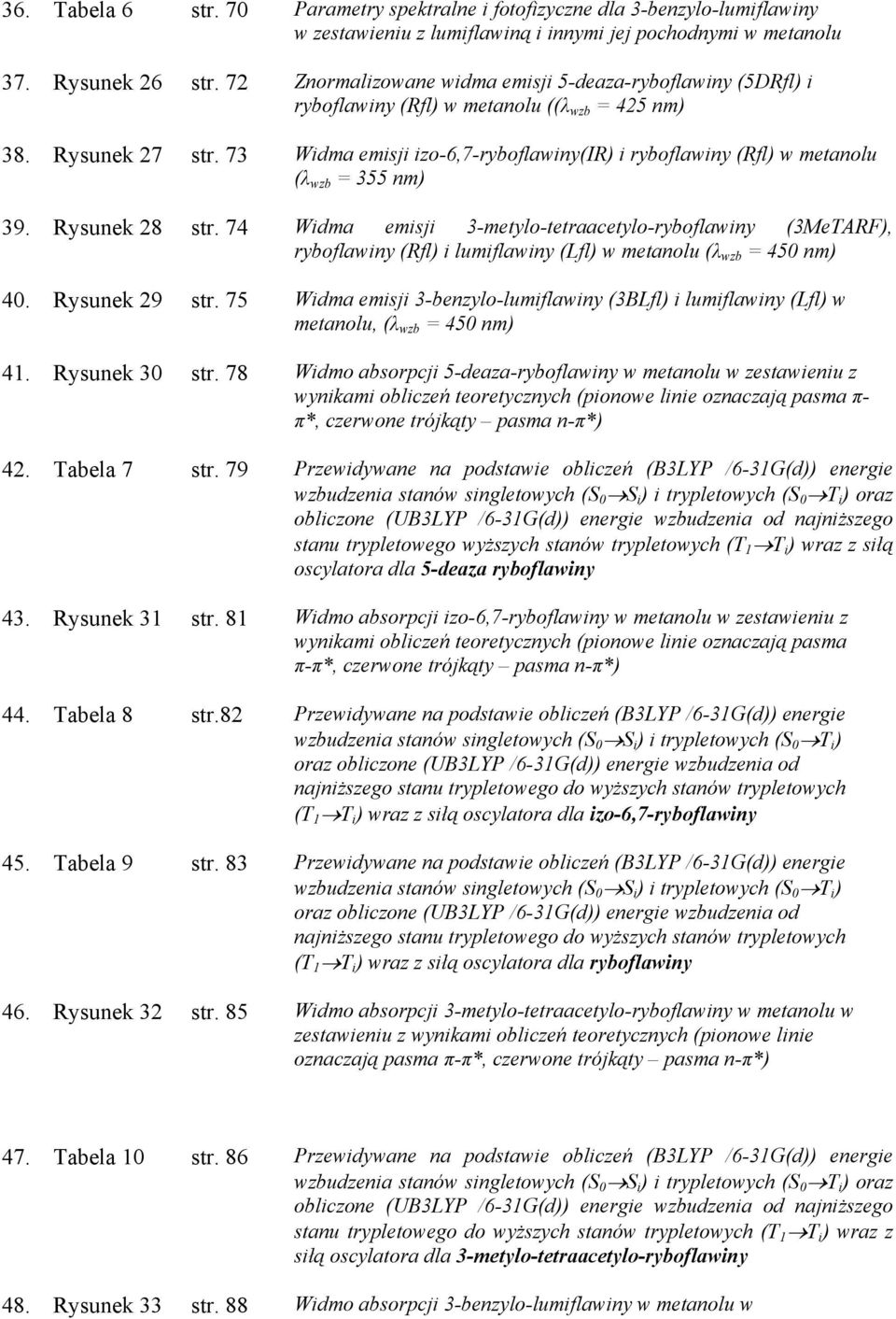 73 Widma emisji izo-6,7-ryboflawiny(ir) i ryboflawiny (Rfl) w metanolu (λ wzb = 355 nm) 39. Rysunek 28 str.