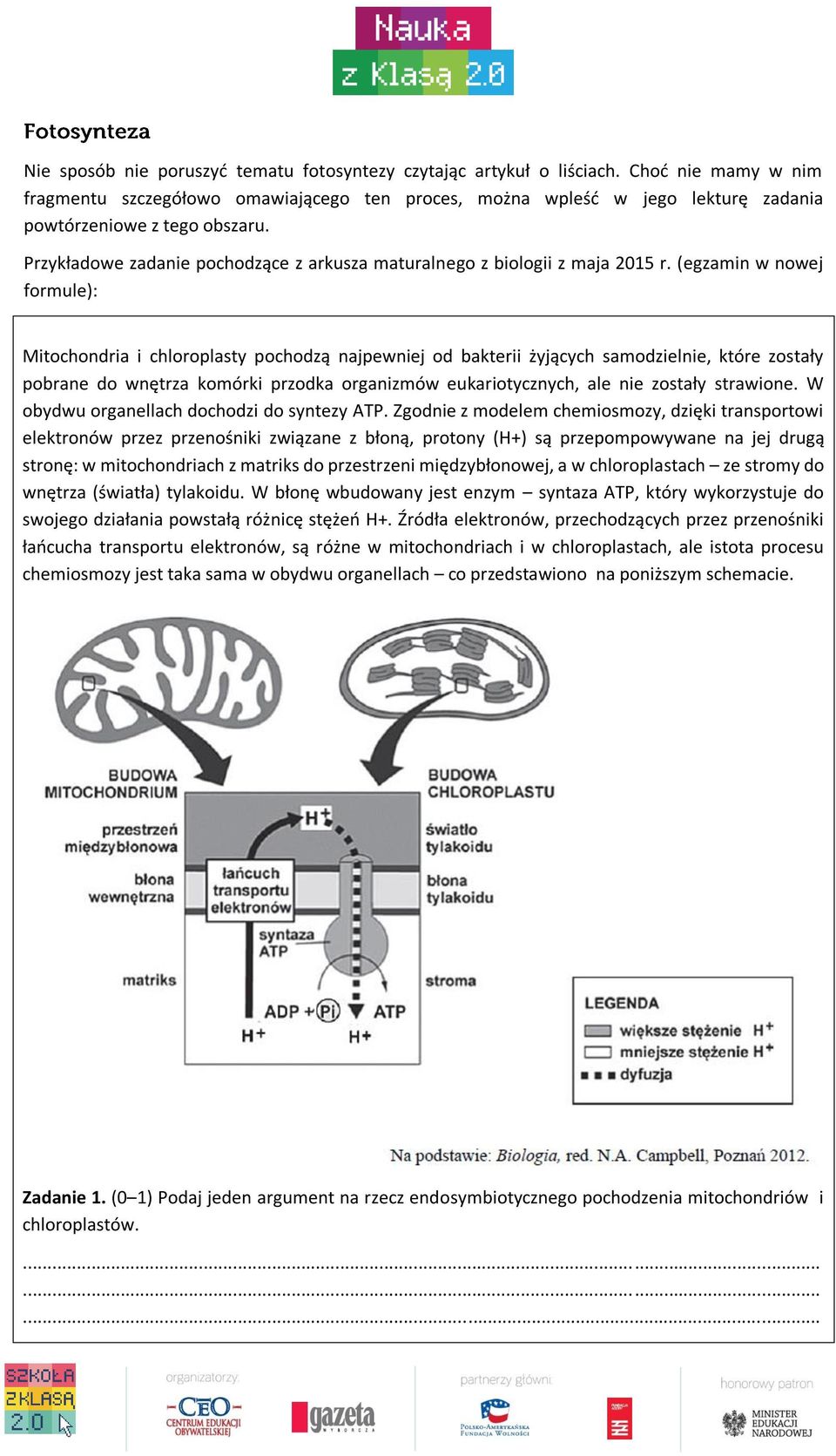 Przykładowe zadanie pochodzące z arkusza maturalnego z biologii z maja 2015 r.