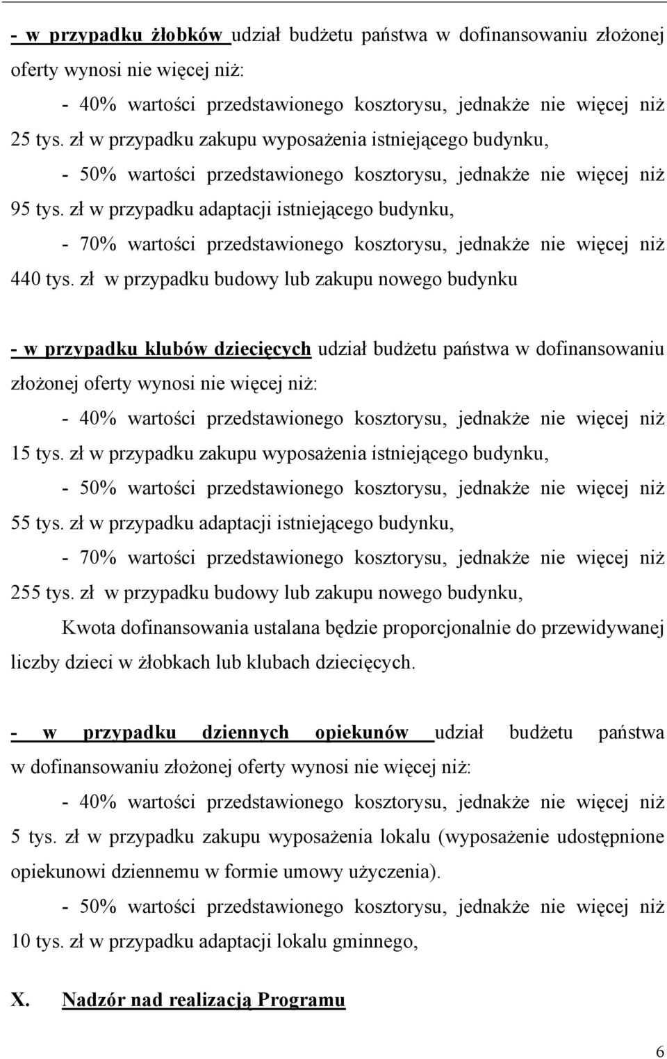 zł w przypadku adaptacji istniejącego budynku, - 70% wartości przedstawionego kosztorysu, jednakże nie więcej niż 440 tys.