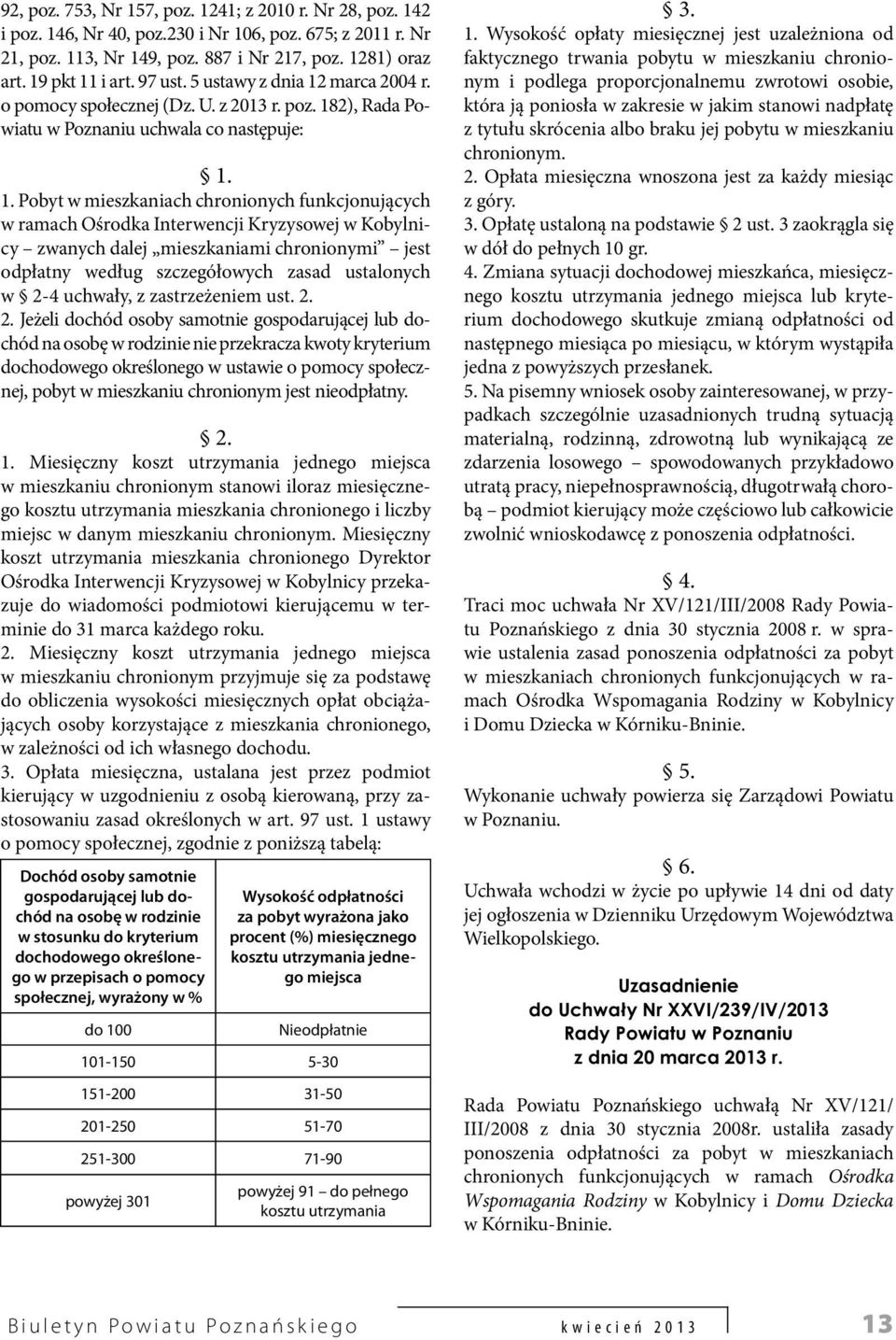 marca 2004 r. o pomocy społecznej (Dz. U. z 2013 r. poz. 18