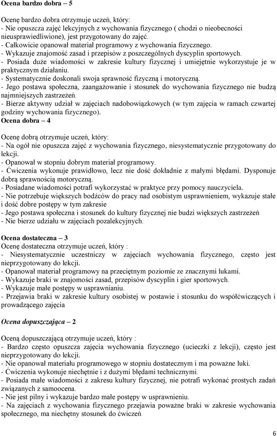 - Posiada duże wiadomości w zakresie kultury fizycznej i umiejętnie wykorzystuje je w praktycznym działaniu. - Systematycznie doskonali swoja sprawność fizyczną i motoryczną.