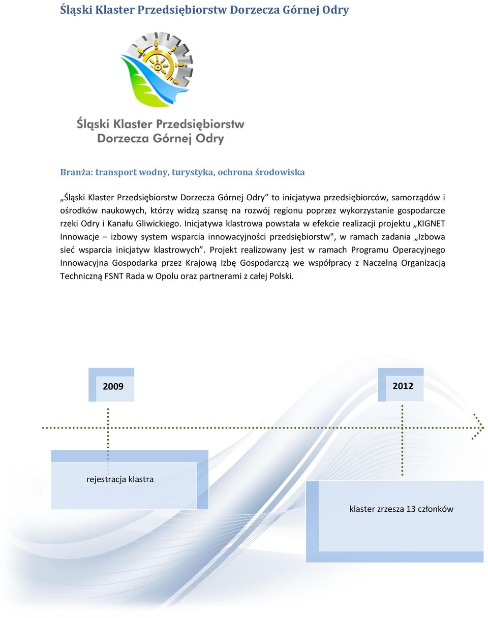 Inicjatywa klastrowa powstała w efekcie realizacji projektu KIGNET Innowacje izbowy system wsparcia innowacyjności przedsiębiorstw", w ramach zadania Izbowa sieć wsparcia inicjatyw klastrowych.