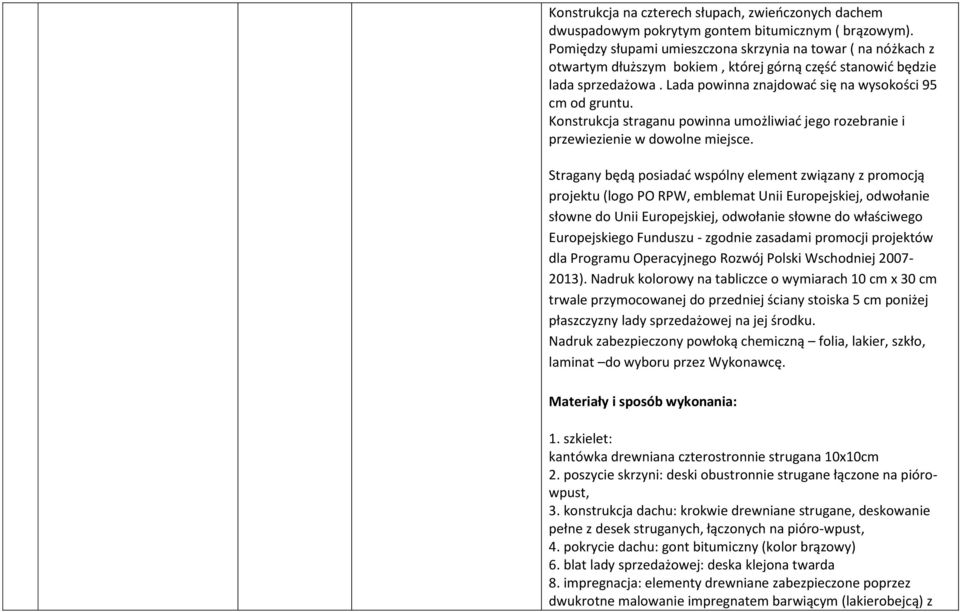 Konstrukcja straganu powinna umożliwiać jego rozebranie i przewiezienie w dowolne miejsce.