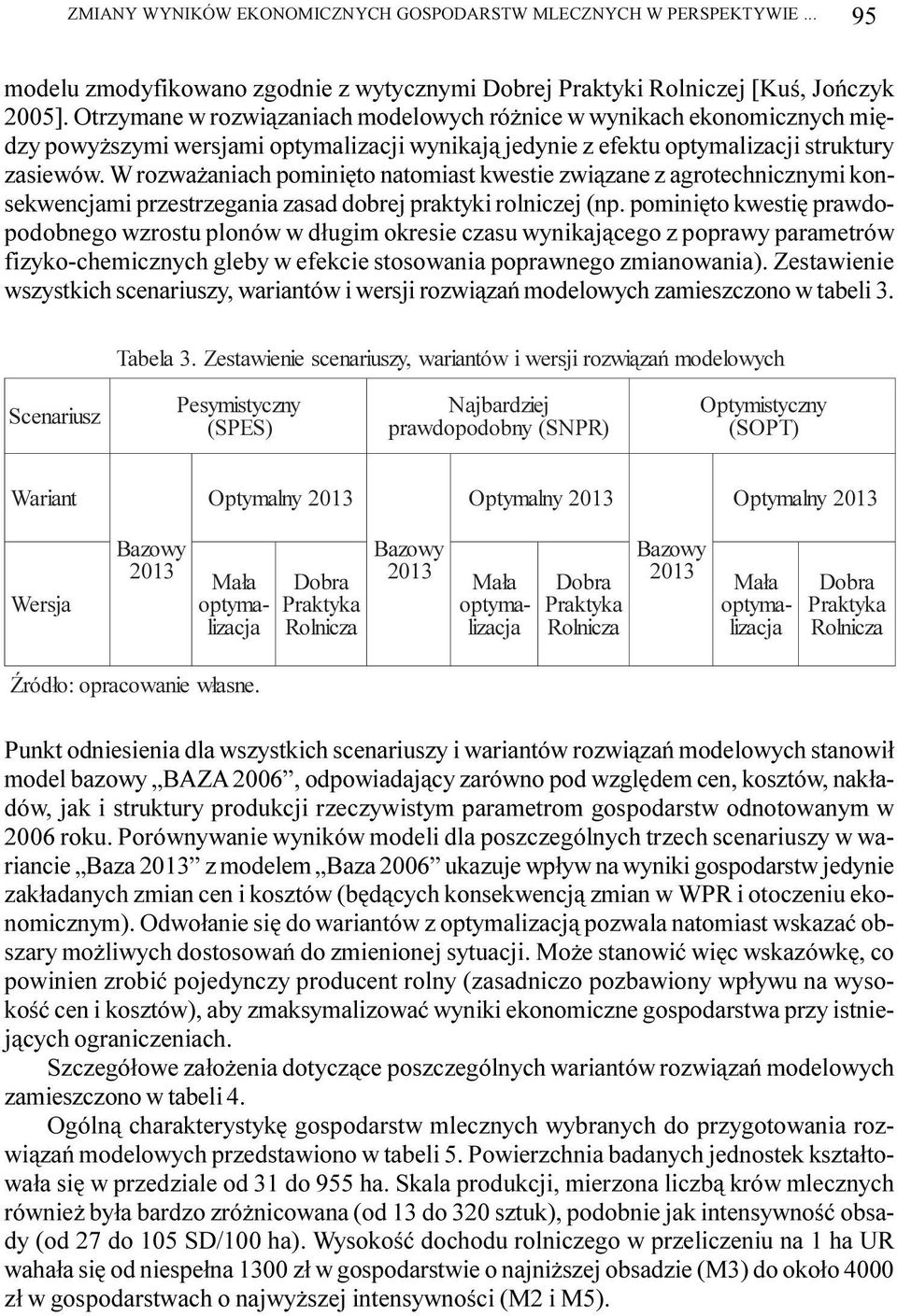 W rozwa aniach pominiêto natomiast kwestie zwi¹zane z agrotechnicznymi konsekwencjami przestrzegania zasad dobrej praktyki rolniczej (np.