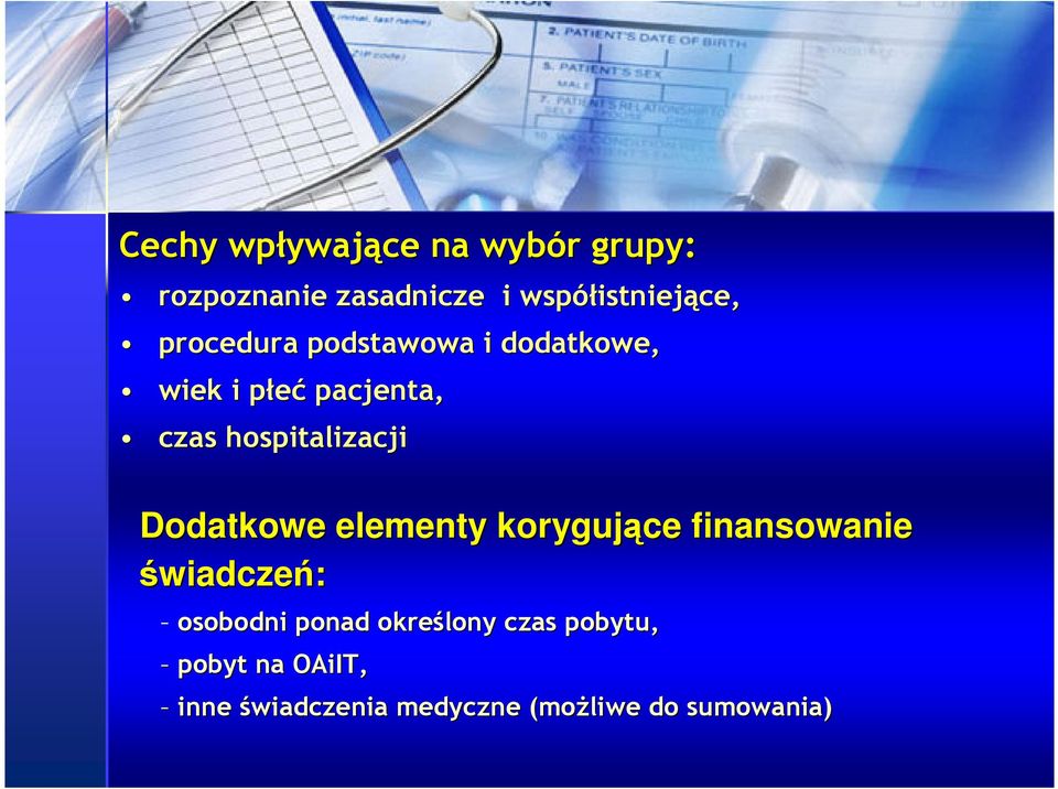 hospitalizacji Dodatkowe elementy korygujące finansowanie świadczeń: osobodni