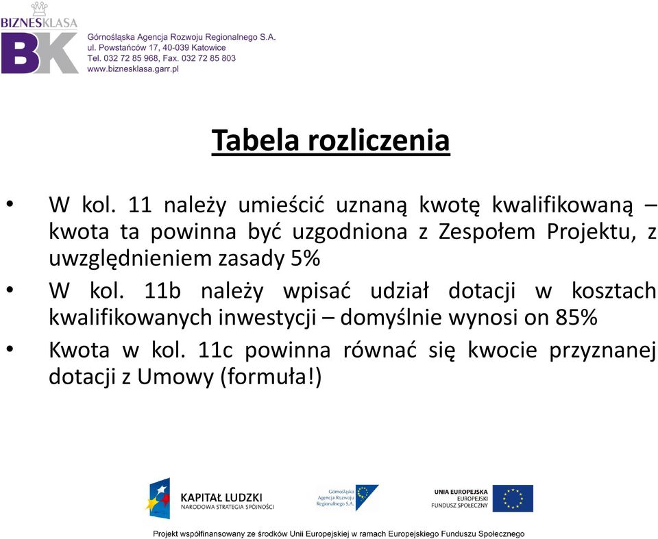 Zespołem Projektu, z uwzględnieniem zasady 5% W kol.