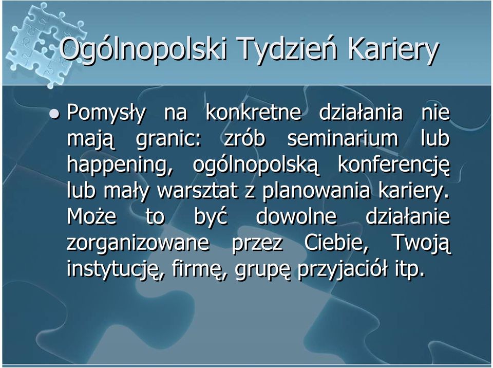 mały warsztat z planowania kariery.