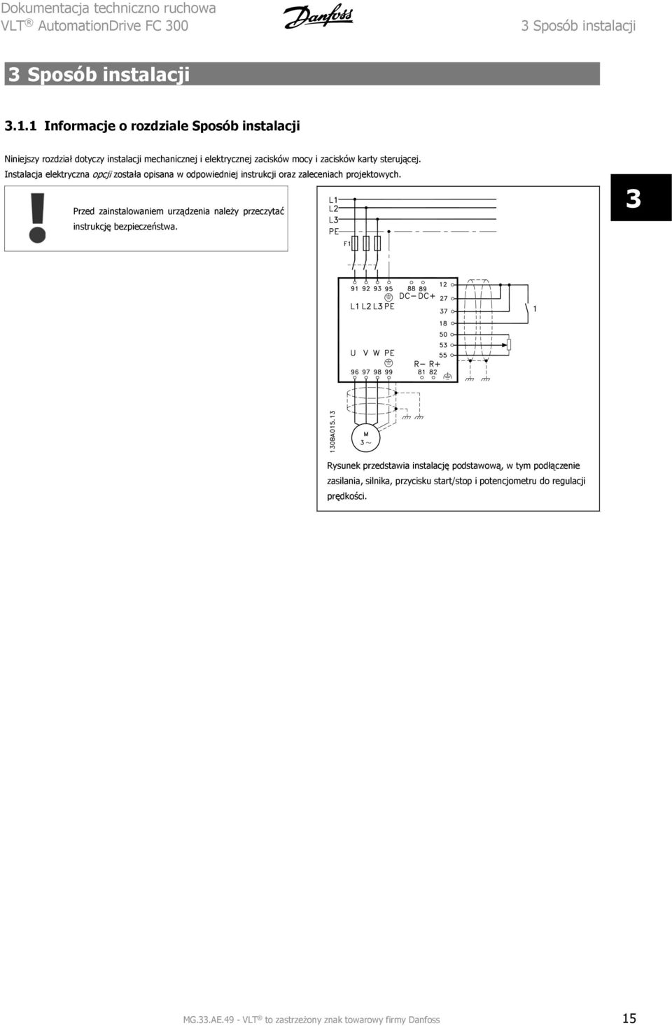 Instalacja elektryczna opcji została opisana w odpowiedniej instrukcji oraz zaleceniach projektowych.