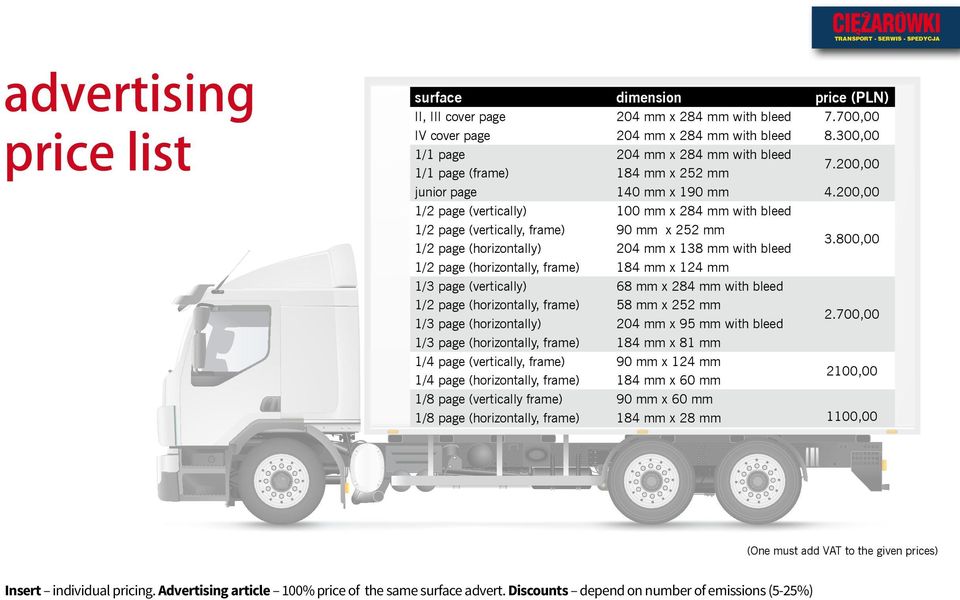 200,00 1/2 page (vertically) 100 mm x 284 mm with bleed 1/2 page (vertically, frame) 90 mm x 252 mm 1/2 page (horizontally) 204 mm x 138 mm with bleed 3.