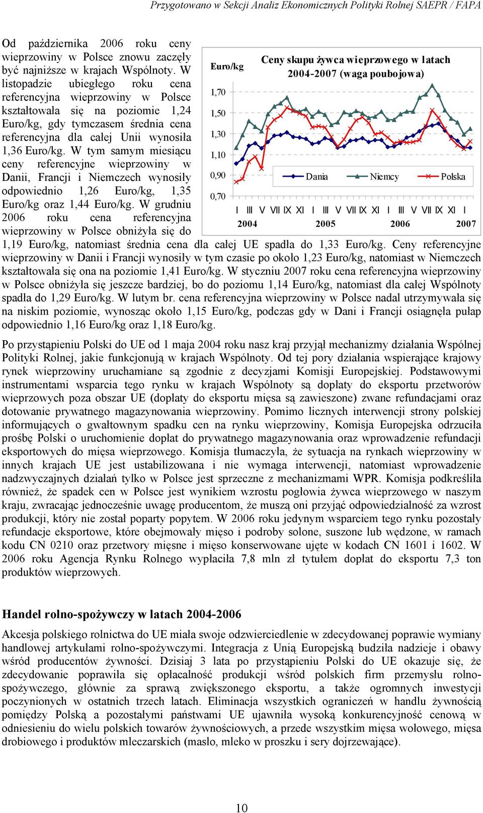 W tym samym miesiącu ceny referencyjne wieprzowiny w Danii, Francji i Niemczech wynosiły odpowiednio 1,26 Euro/kg, 1,35 Euro/kg oraz 1,44 Euro/kg.