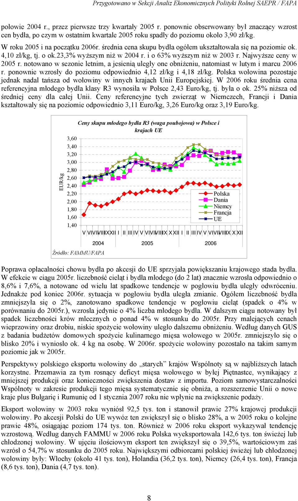 notowano w sezonie letnim, a jesienią uległy one obniżeniu, natomiast w lutym i marcu 26 r. ponownie wzrosły do poziomu odpowiednio 4,12 zł/kg i 4,18 zł/kg.