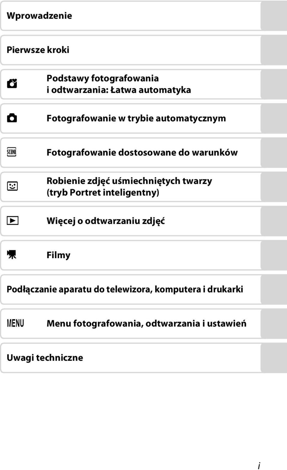 uśmiechniętych twarzy (tryb Portret inteligentny) Więcej o odtwarzaniu zdjęć D Filmy Podłączanie