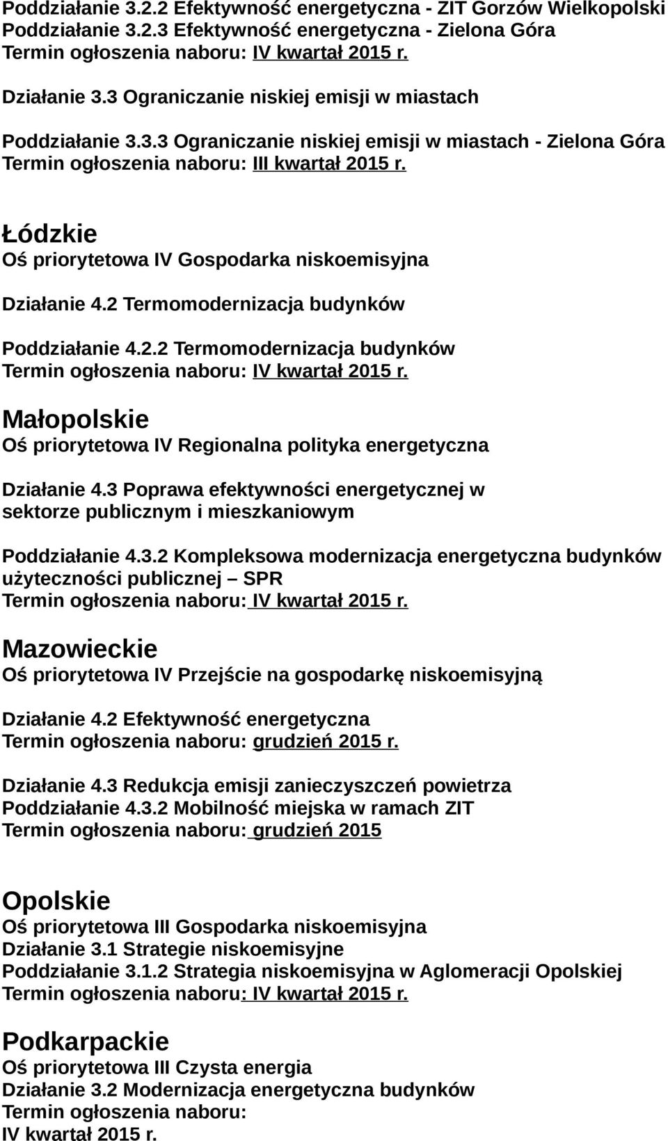 3 Poprawa efektywności energetycznej w sektorze publicznym i mieszkaniowym Poddziałanie 4.3.2 Kompleksowa modernizacja energetyczna budynków użyteczności publicznej SPR Mazowieckie Oś priorytetowa IV Przejście na gospodarkę niskoemisyjną Działanie 4.