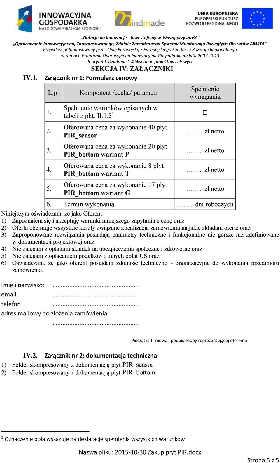 wymagania 6. Termin wykonania.