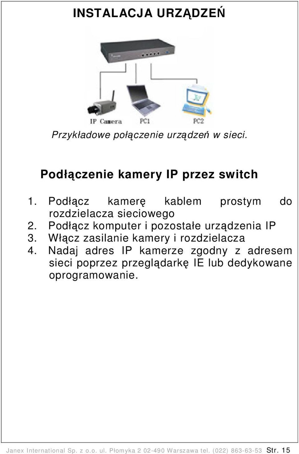 Włącz zasilanie kamery i rozdzielacza 4.