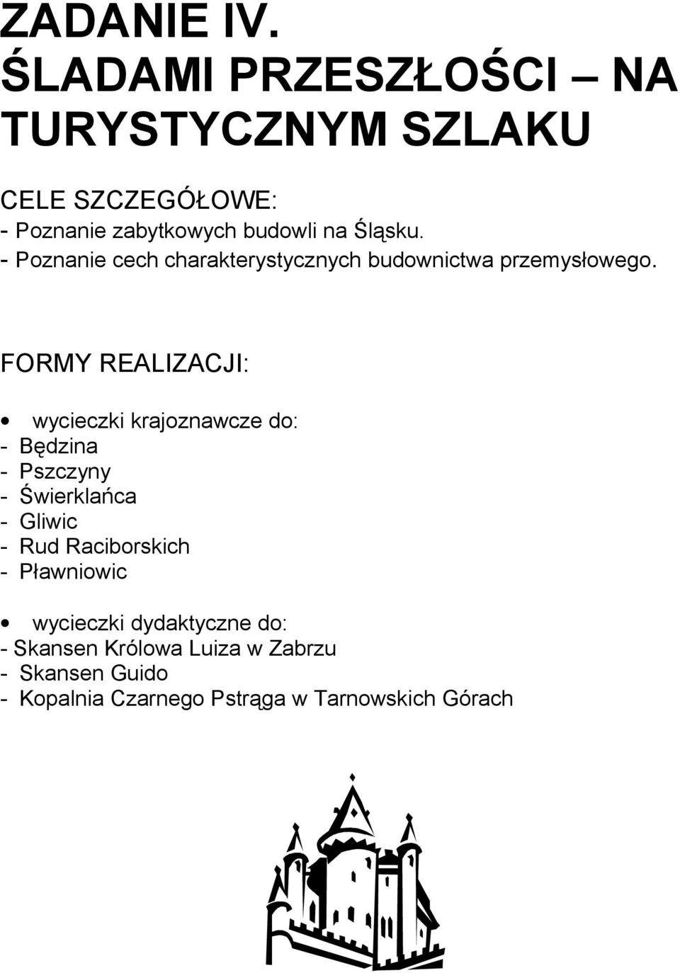 - Poznanie cech charakterystycznych budownictwa przemysłowego.