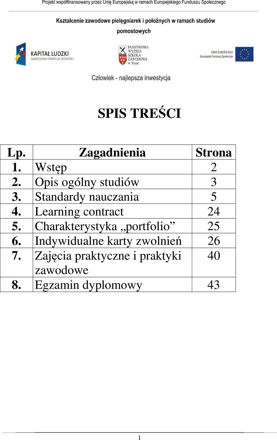 Learning contract 24 5. Charakterystyka portfolio 25 6.