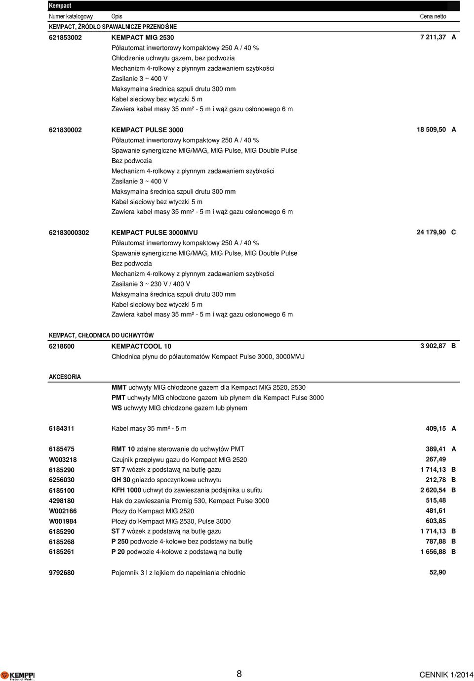 / 40 % Spawanie synergiczne MIG/MAG, MIG Pulse, MIG Double Pulse Bez podwozia Mechanizm 4-rolkowy z płynnym zadawaniem szybkości Maksymalna średnica szpuli drutu 300 mm Zawiera kabel masy 35 mm² - 5